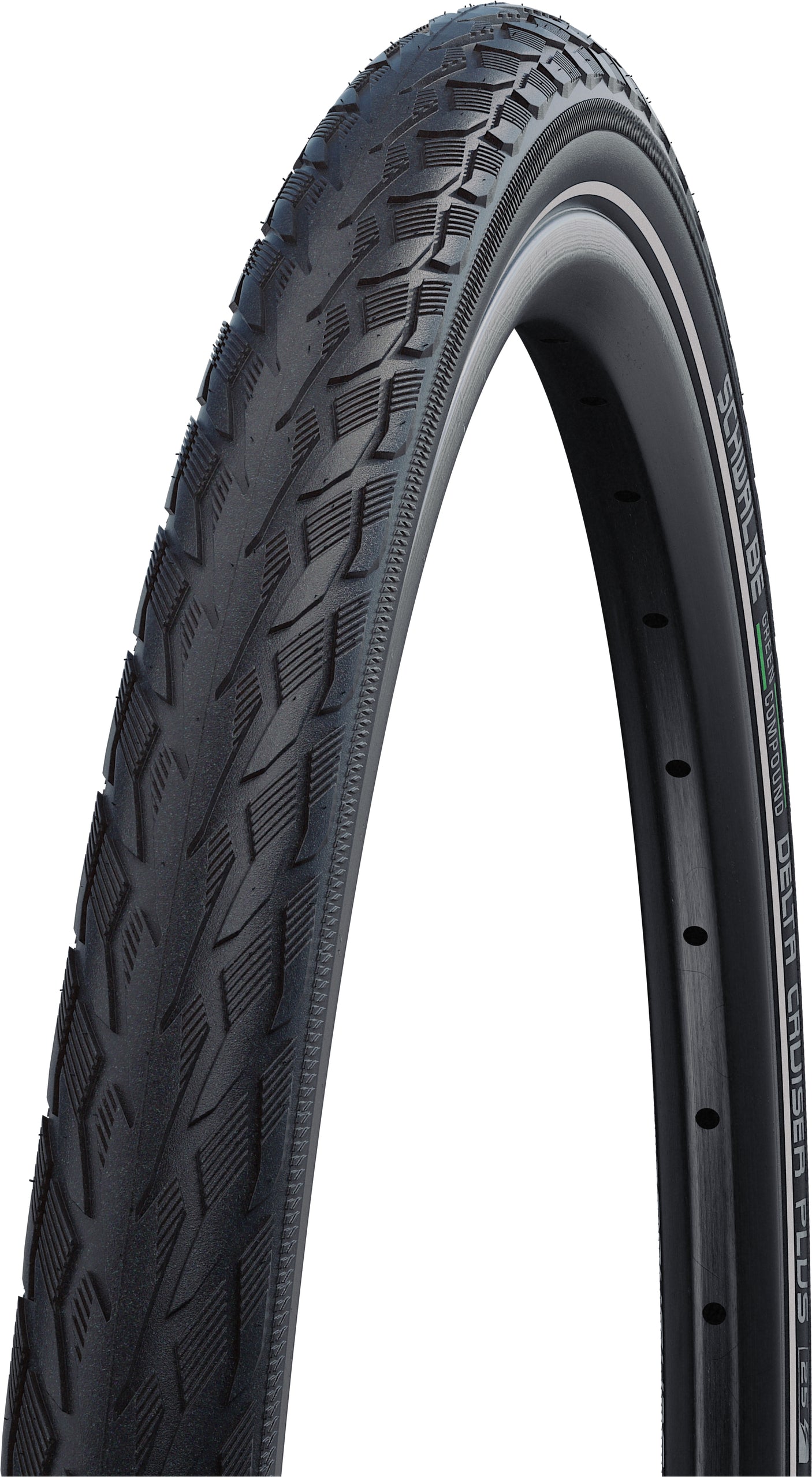 Schwalbe Delta Cruiser Plus Active Drahtreifen 28x1.40" PunctureG E-25 Green Compound Reflex schwarz