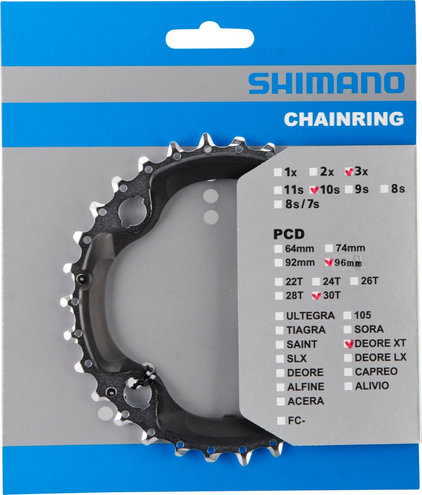 Shimano Deore XT FC-M782 Kettenblatt 96 BCD schwarz