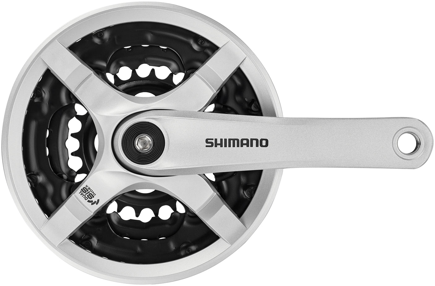 Shimano FC-TY501 Kurbelgarnitur 6/7/8-fach 42-34-24 Zähne mit Kettenschutzring silber