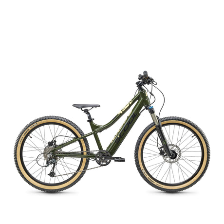 S'COOL Junior Bikes E-Kinderfahrrad | e-troX race 24 Zoll 9-Gang Olive/Beige