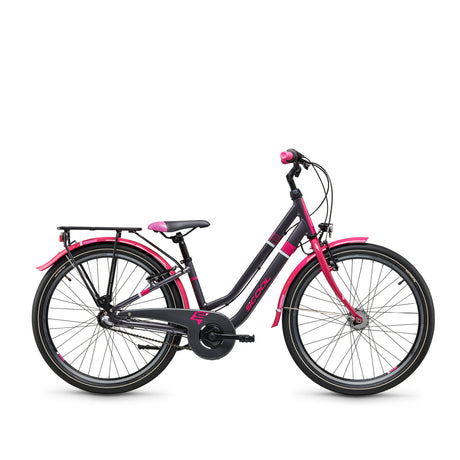 S'COOL Junior Bikes Kinderfahrrad | chiX twin 24 Zoll 3-Gang Dark Grey/Pink