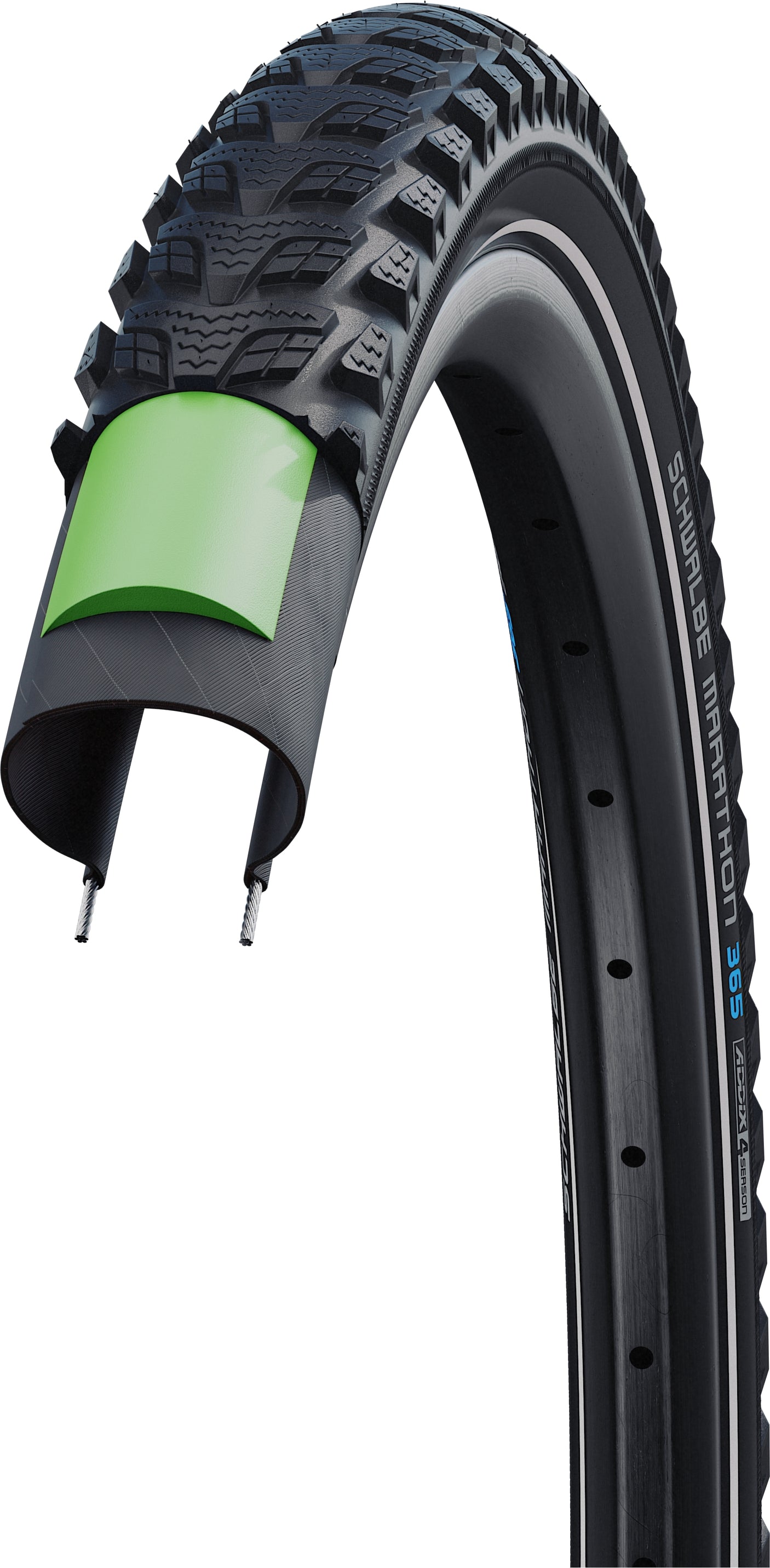 SCHWALBE Marathon 365 Performance Drahtreifen 20x2.15" GreenGuard Reflex schwarz