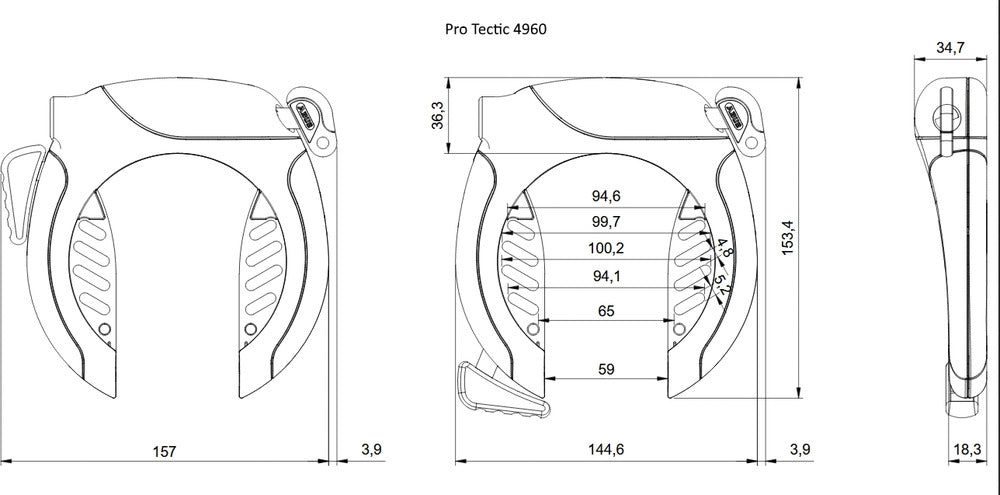 ABUS Pro Tectic 4960 NR Rahmenschloss schwarz